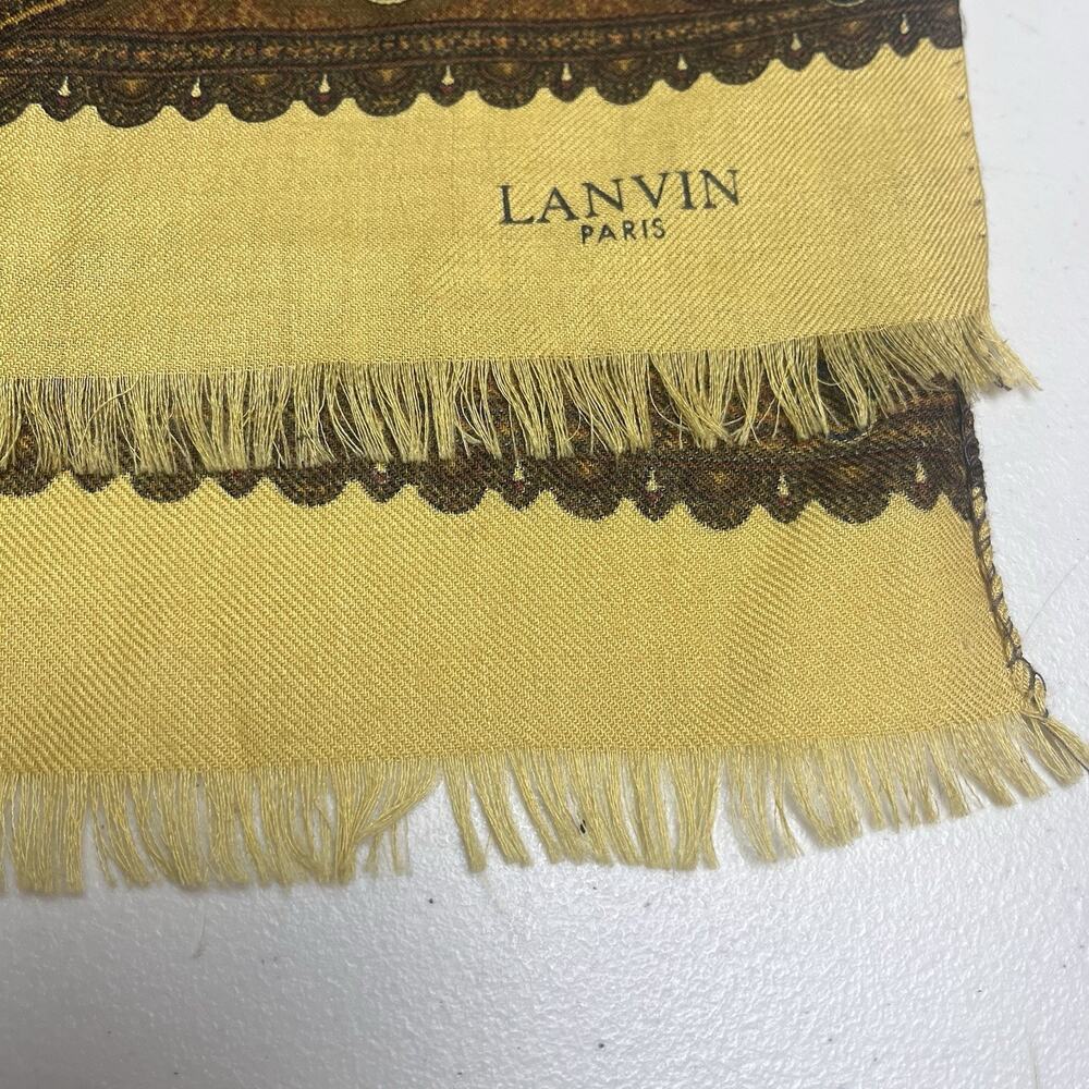 Lanvin Paris Wool Silk Scarf Equestrian Horse Paisley Wool & Silk Italy 19x62 - Picture 5 of 14
